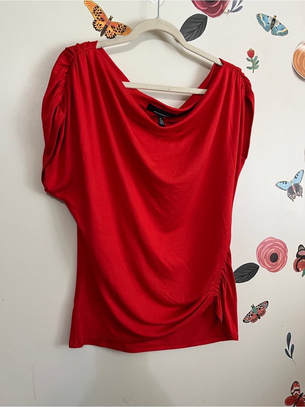 WHBM Asymmetric Ruched Top XL